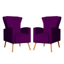 Kit 02 Poltrona Decorativa Melinda Veludo Roxo - FM Kit 02 Poltrona Decorativa Melinda Veludo Roxo - FM