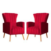 Kit 02 Poltrona Decorativa Melinda Veludo Vermelho - FM Kit 02 Poltrona Decorativa Melinda Veludo Vermelho - FM