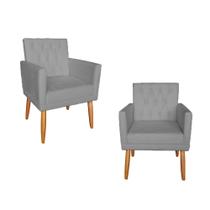 Kit 02 Poltrona Decorativa Nina Captone belo tok - Suede Cinza Kit 02 Poltrona Decorativa Nina Captone belo tok - Suede Cinza