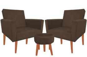 Kit 02 Poltrona Decorativa Nina + Puff Suede Marrom Kit 02 Poltrona Decorativa Nina + Puff Suede Marrom