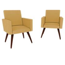 Kit 02 Poltrona Decorativa Nina Suede Amarelo - CabrunShop