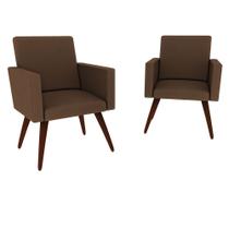 Kit 02 Poltrona Decorativa Nina Suede Marrom - CabrunShop