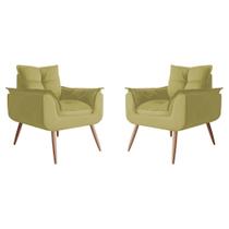 Kit 02 Poltrona Decorativa Opala Plus Suede Capuccino - Marcussi Decor