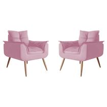 Kit 02 Poltrona Decorativa Opala Plus Suede Rose - Marcussi Decor