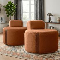 Kit 02 Poltrona Decorativa Orgânica Erica Sala Bouclê Luxo