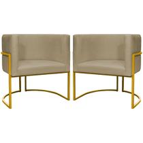 KIT 02 Poltrona Decorativa para Sala Luna Suede Base de Ferro DOURADO KIT 02 Poltrona Decorativa para Sala Luna Suede Base de Ferro DOURADO