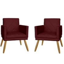 Kit 02 Poltrona Decorativa Pés Palito Nina Estilo Matelassê Bordô - DS Estofados Kit 02 Poltrona Decorativa Pés Palito Nina Estilo Matelassê Bordô - DS Estofados