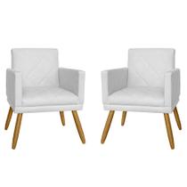 Kit 02 Poltrona Decorativa Pés Palito Nina Estilo Matelassê Branco - DS Estofados Kit 02 Poltrona Decorativa Pés Palito Nina Estilo Matelassê Branco - DS Estofados