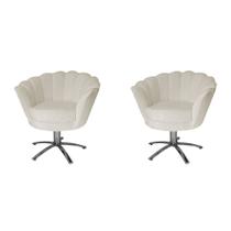 Kit 02 Poltrona Decorativa Pétala Base Giratória belo tok - Suede Bege