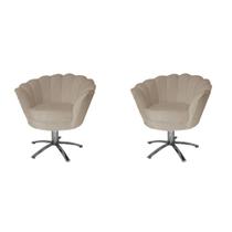 Kit 02 Poltrona Decorativa Pétala Base Giratória belo tok - Suede Capuccino