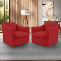 Kit 02 Poltrona Decorativa Reforçada Milla Suede Recepção 12 Cores