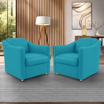 Kit 02 Poltrona Decorativa Reforçada Milla Suede Recepção 12 Cores