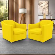 Kit 02 Poltrona Decorativa Reforçada Milla Suede Recepção 12 Cores