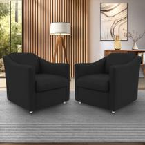 Kit 02 Poltrona Decorativa Reforçada Milla Suede Recepção 12 Cores