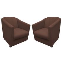 Kit 02 Poltrona Decorativa Tilla Suede Marrom - Ma Belle Decor