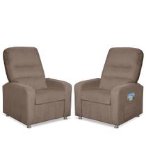 Kit 02 Poltrona Do Papai Reclinável Confortável Suede