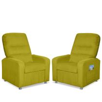 Kit 02 Poltrona Do Papai Reclinavél Suede Amarelo -Casa da Poltrona