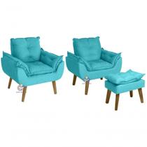 Kit 02 Poltrona E Puff Opala Azul Turquesa Kit 02 Poltrona E Puff Opala Azul Turquesa