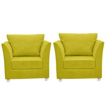Kit 02 Poltrona Lisboa Decorativa Suede Amarelo-CASA DA POLTRONA Kit 02 Poltrona Lisboa Decorativa Suede Amarelo-CASA DA POLTRONA