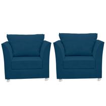 Kit 02 Poltrona Lisboa Decorativa Suede Azul Marinho-CASA DA POLTRONA Kit 02 Poltrona Lisboa Decorativa Suede Azul Marinho-CASA DA POLTRONA
