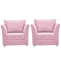 Kit 02 Poltrona Lisboa Decorativa Suede Rosa Bebê-CASA DA POLTRONA Kit 02 Poltrona Lisboa Decorativa Suede Rosa Bebê-CASA DA POLTRONA