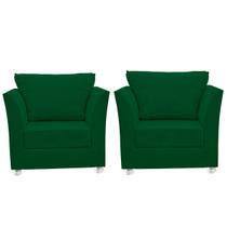 Kit 02 Poltrona Lisboa Decorativa Suede Verde-CASA DA POLTRONA Kit 02 Poltrona Lisboa Decorativa Suede Verde-CASA DA POLTRONA