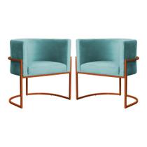 Kit 02 Poltrona Luana Base Bronze Para Sala Veludo Cores - S.A Móveis
