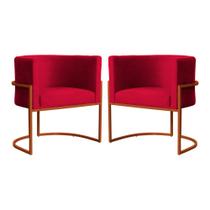 Kit 02 Poltrona Luana Base Bronze Para Sala Veludo Cores - S.A Móveis