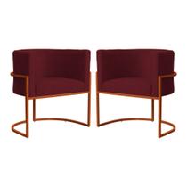 Kit 02 Poltrona Luana Luxo Suede Bordo Base Bronze - FM Kit 02 Poltrona Luana Luxo Suede Bordo Base Bronze - FM