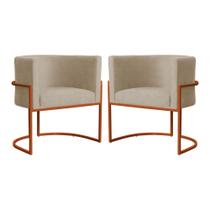 Kit 02 Poltrona Luana Luxo Suede Capuccino Base Bronze - FM Kit 02 Poltrona Luana Luxo Suede Capuccino Base Bronze - FM