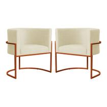 Kit 02 Poltrona Luana Luxo Suede Marfim Base Bronze - FM Kit 02 Poltrona Luana Luxo Suede Marfim Base Bronze - FM