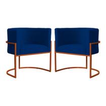 Kit 02 Poltrona Luana Luxo Suede Marinho Base Bronze - FM Kit 02 Poltrona Luana Luxo Suede Marinho Base Bronze - FM