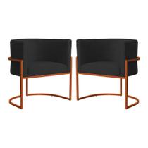 Kit 02 Poltrona Luana Luxo Suede Preto Base Bronze - FM Kit 02 Poltrona Luana Luxo Suede Preto Base Bronze - FM