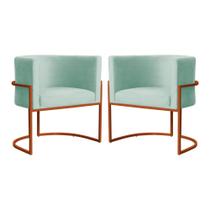 Kit 02 Poltrona Luana Luxo Veludo Acqua Base Bronze - FM Kit 02 Poltrona Luana Luxo Veludo Acqua Base Bronze - FM