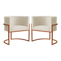 Kit 02 Poltrona Luana Luxo Veludo Bege Base Bronze - FM Kit 02 Poltrona Luana Luxo Veludo Bege Base Bronze - FM
