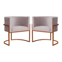 Kit 02 Poltrona Luana Luxo Veludo Rose Base Bronze - FM Kit 02 Poltrona Luana Luxo Veludo Rose Base Bronze - FM
