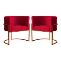 Kit 02 Poltrona Luana Luxo Veludo Vermelho Base Bronze - FM Kit 02 Poltrona Luana Luxo Veludo Vermelho Base Bronze - FM