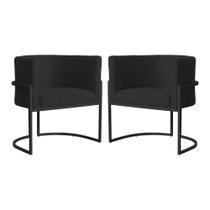 Kit 02 Poltrona Luana Sala de Estar Suede Base Ferro Preto