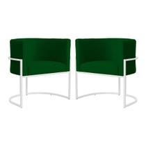 Kit 02 Poltrona Luana Suede Verde Base Branca Luxo - FM Kit 02 Poltrona Luana Suede Verde Base Branca Luxo - FM