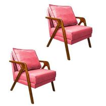 Kit 02 Poltrona Marilia Sala De Estar Suede Rose - Hellen Decor Kit 02 Poltrona Marilia Sala De Estar Suede Rose - Hellen Decor