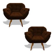 Kit 02 Poltrona Miami Cadeira Pés Palitos Salão Escritorio Consultório Amamentação Suede Veludo Cookie