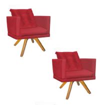 Kit 02 Poltrona Milena Confort Base Giratória Caramelo Com Almofada Sala Recepção Escritório material sintético Vermelho - DAMAFFÊ MÓVEIS Kit 02 Poltrona Milena Confort Base Giratória Caramelo Com Almofada Sala Recepção Escritório material sintético Vermelho - DAMAFFÊ MÓVEIS