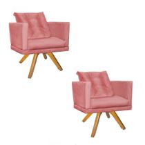Kit 02 Poltrona Milena Confort Base Giratória Caramelo Com Almofada Sala Recepção Escritório Suede Rose Gold - DAMAFFÊ MÓVEIS Kit 02 Poltrona Milena Confort Base Giratória Caramelo Com Almofada Sala Recepção Escritório Suede Rose Gold - DAMAFFÊ MÓVEIS