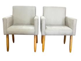 kit 02 Poltrona Nani Reforçada Pés Palito Cadeira Suede liso Bege kit 02 Poltrona Nani Reforçada Pés Palito Cadeira Suede liso Bege