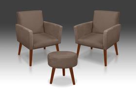 Kit 02 Poltrona Nina + 01 Puf Redondo Capucino -MODENA DECOR Kit 02 Poltrona Nina + 01 Puf Redondo Capucino -MODENA DECOR