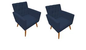 KIT 02 Poltrona Nina Captone decorativa suede azul marinho para escritorio, sala salão Biselos-Decor KIT 02 Poltrona Nina Captone decorativa suede azul marinho para escritorio, sala salão Biselos-Decor