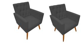 KIT 02 Poltrona Nina Captone decorativa suede cinza para escritorio, sala salão Biselos-Decor KIT 02 Poltrona Nina Captone decorativa suede cinza para escritorio, sala salão Biselos-Decor