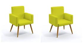 KIT 02 Poltrona Nina decorativa suede amarelo para escritorio, sala salão Biselos-Decor