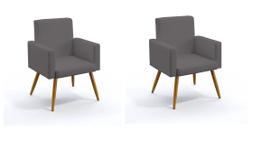 KIT 02 Poltrona Nina decorativa suede cinza para escritorio, sala salão H.G.H-DECOR KIT 02 Poltrona Nina decorativa suede cinza para escritorio, sala salão H.G.H-DECOR