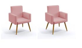 KIT 02 Poltrona Nina decorativa suede rose para escritorio, sala salão Biselos-Decor KIT 02 Poltrona Nina decorativa suede rose para escritorio, sala salão Biselos-Decor